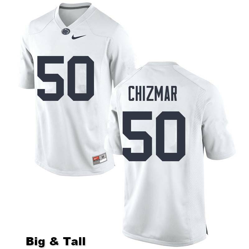 NCAA Nike Men's Penn State Nittany Lions Max Chizmar #50 College Football Authentic Big & Tall White Stitched Jersey CDR0698OB
